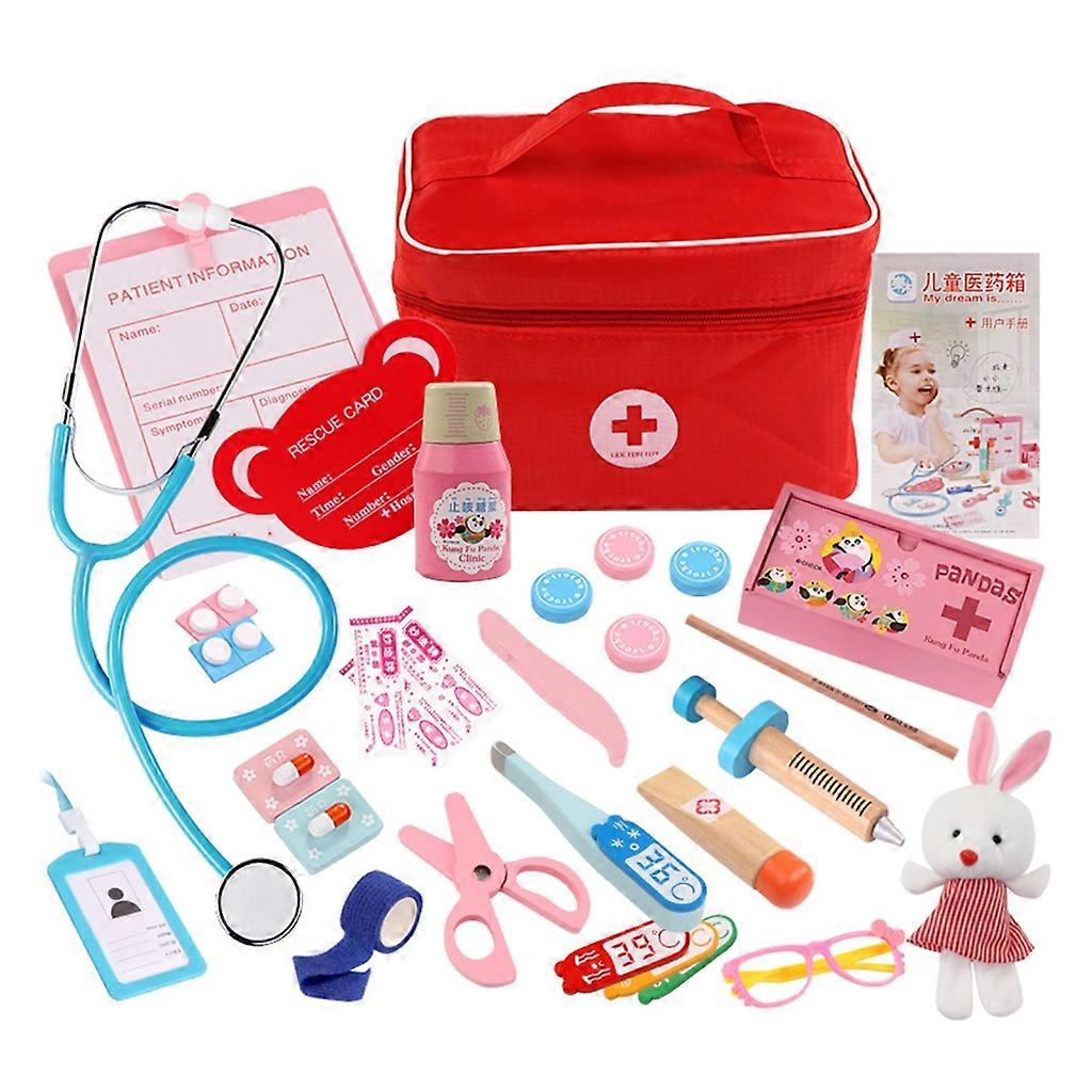  طقم طبي لطبيب طفل التظاهر لعب الأدوار مجموعة خشبية مع حقائب حمل