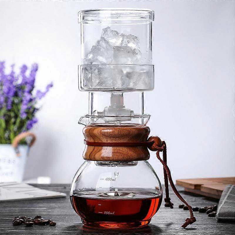 Practical Glass Coffee Kettle Coffee Dripper Pot Durable Cold Brew Pot Ice Dripper Coffee Pot About 400ml Creative Coffeeware