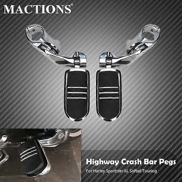 Motorcycle 32mm 1-1/4" Highway Crash Bar Pegs Short Footpegs Clamps Engine Guard Mounts For Harley Sportster XL Softail Touring