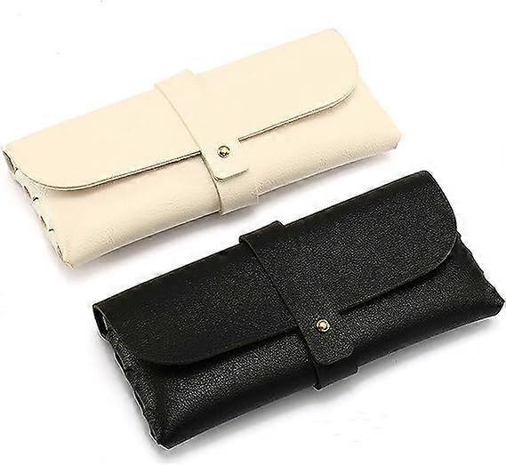 2 Pack Soft Glasses Case (Black + White), Buckle Sunglasses Case