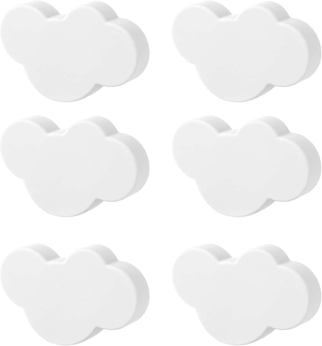 Cloud Shaped Drawer Knobs, Furniture Knobs, 6 Wooden Handles (White)
