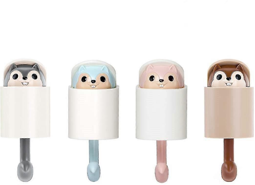 Adhesive Wall Hooks Coat Hooks Wall Mounted Hooks Decor Squirrel 4 Pcs (d-583-a)