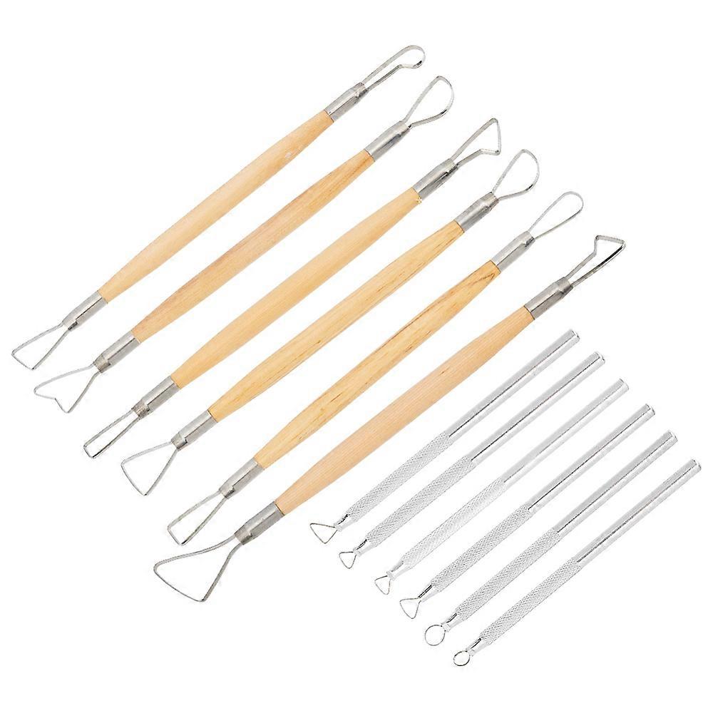 1Bag 2 Sets 2 Style Sculpture Polymer Clay and Pottery Ceramics Ribbon Sculpting Tools Set Pottery Clay Sculpture Caving Scraper Craft Modelling Tools