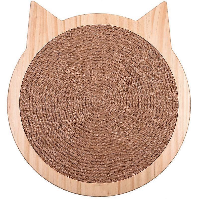 Cat Scratching Board - Cat Shaped Indoor Scratch Pad - Wood and Sisal Scratcher Mat for Cat's Claws - Scratching Surface for House Cats
