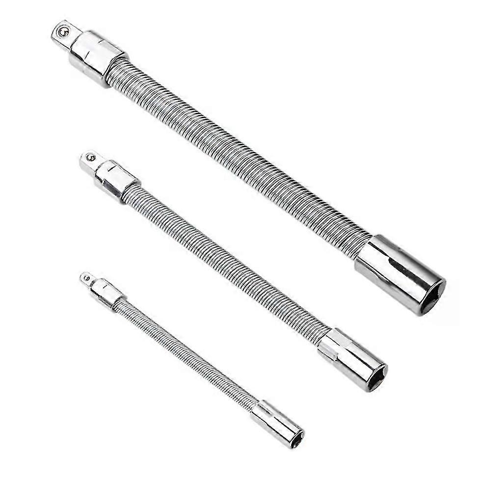 3pcs Flexible Socket Extension Cables 1/4 3/8 1/2 Flex Socket Extension Bar Set Drive Light Impact Extender-MXBC