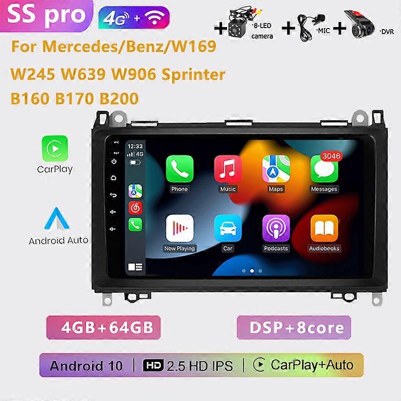 2DIN car radio Android multimedia player Auto GPS For Mercedes/Benz/W169 W245 W639 W906 Sprinter B160 B170 B200 TPMS DAB + OBD2