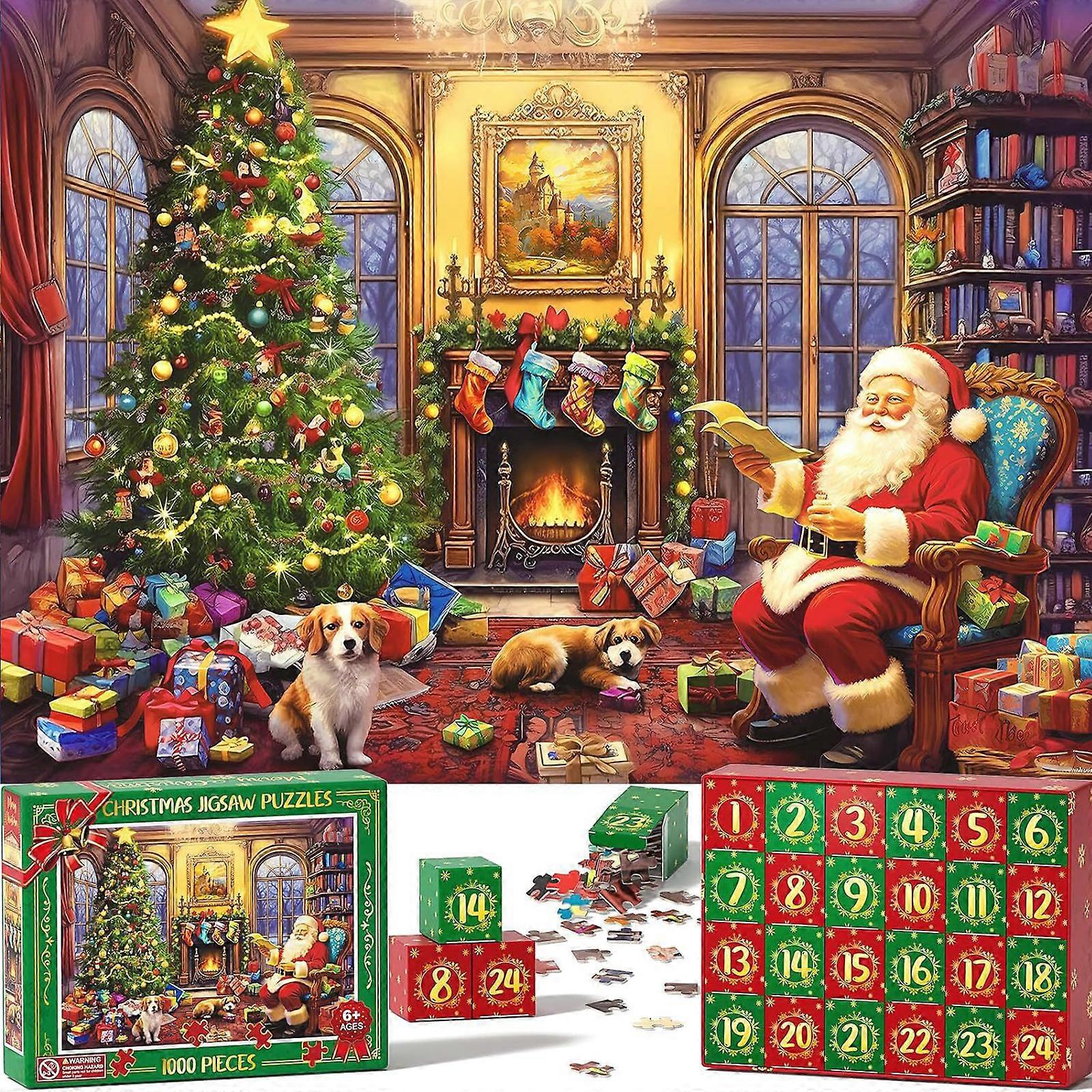 Advent Calendar 2023 Puzzles,24Days Christmas Jigsaw Puzzles for Adults&Kids
