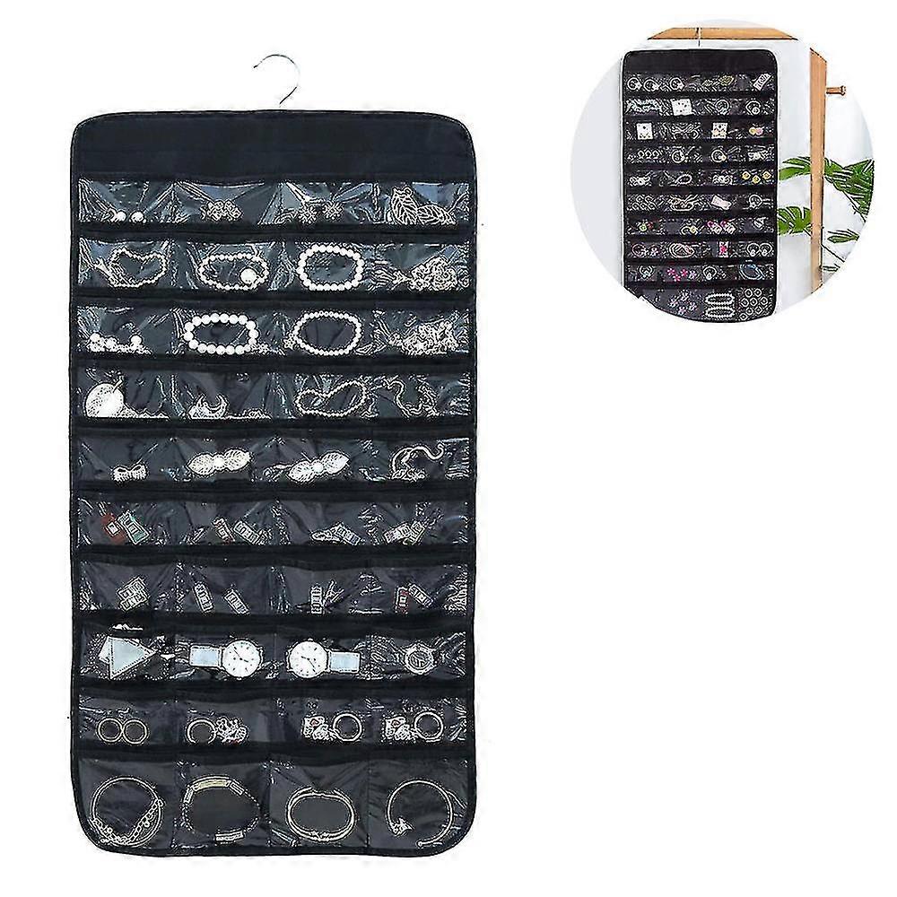 غير المنسوجة الجانبين المزدوج 80 جيوب واضحة شنقا منظم المجوهرات