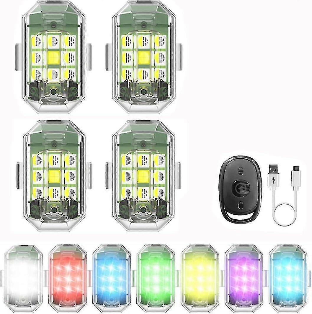 Led Strobe Drone Lights,high Brightness Wireless Led Strobe Light,7 Colors Usb Rechargeable Flashing Lights,led Waterproof Anti Collision Lights(4pcs)