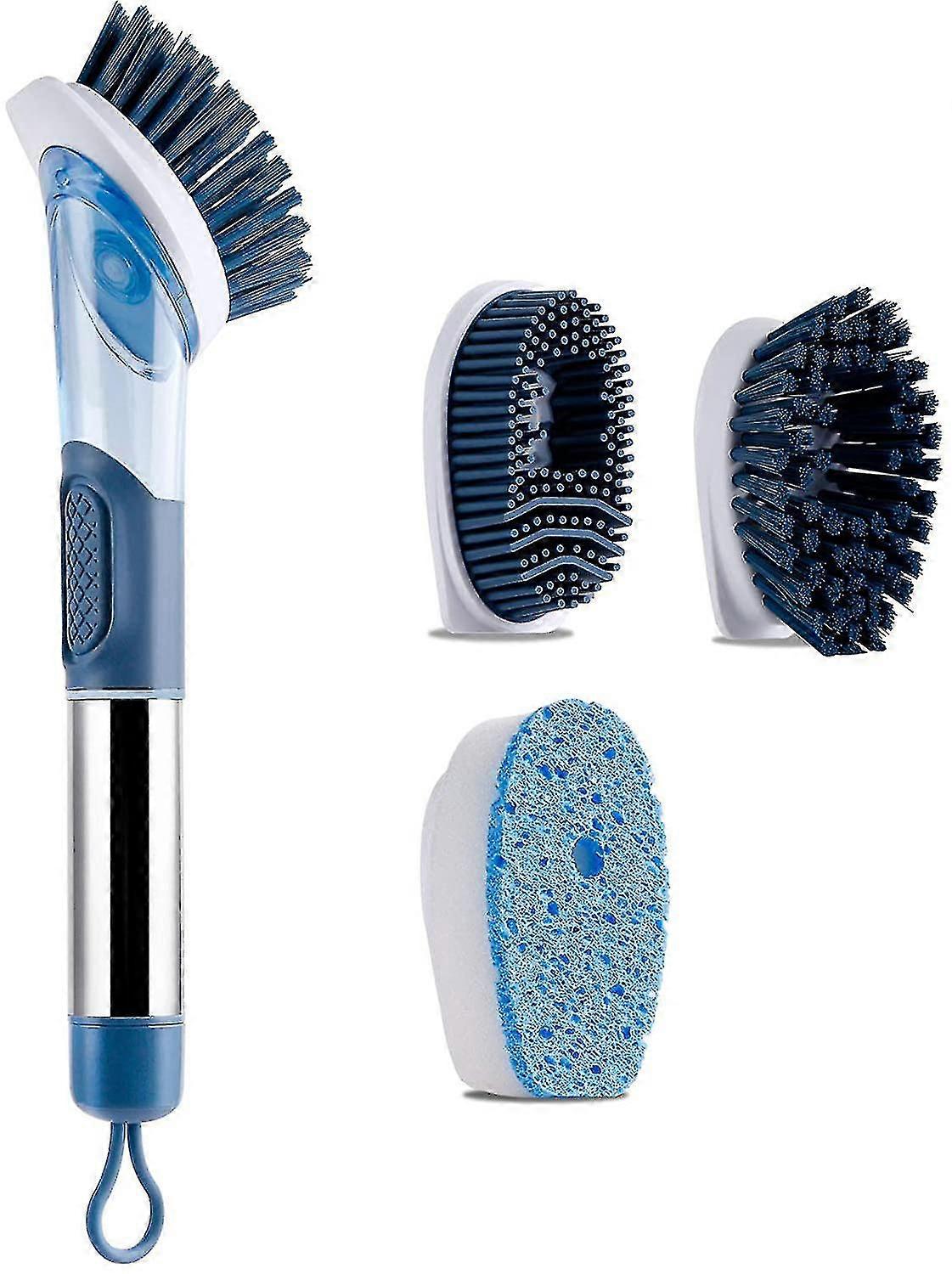 Dispensing Dish Brush Kit Scrub Brush With 3 Replacement