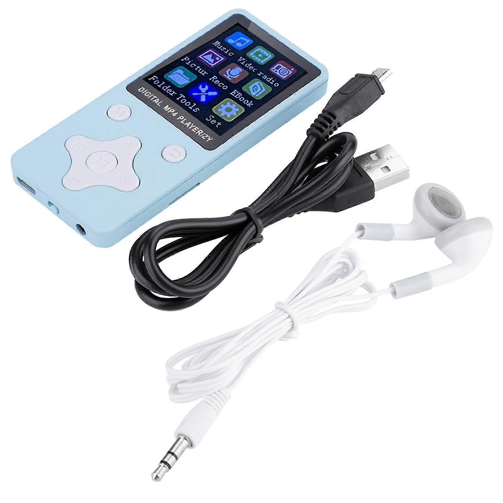 Mini Portable USB Digital MP3 / MP4 Music Player Support 32GB TF Card with Headphone Light Blue