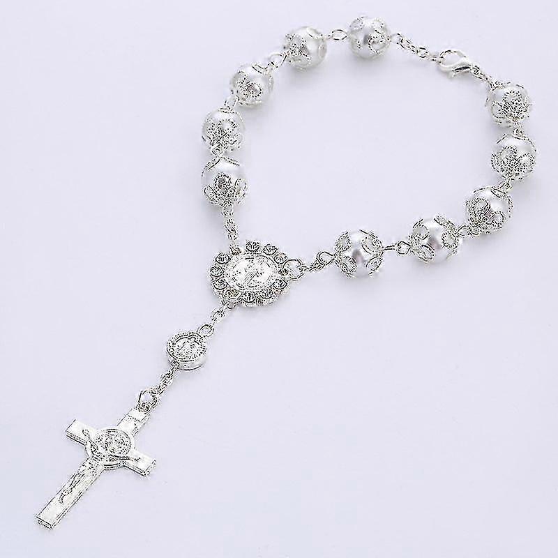 Car Cross Rosary For Rearview Mirror, Car Mirror Hanging Auto Rosary Rear View Mirror Pendant Car Hanging Accessories,2pcs - JA