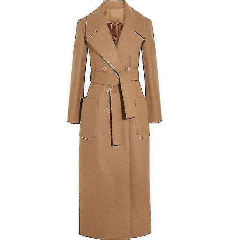 Femmes Long Wool Coat Cachemire Simple Design Outerwear Maxi Winter Coat
