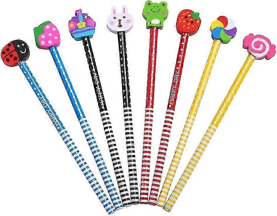 50 pcs lápis e borracha conjunto, lápis com borrachas no endRandom Color
