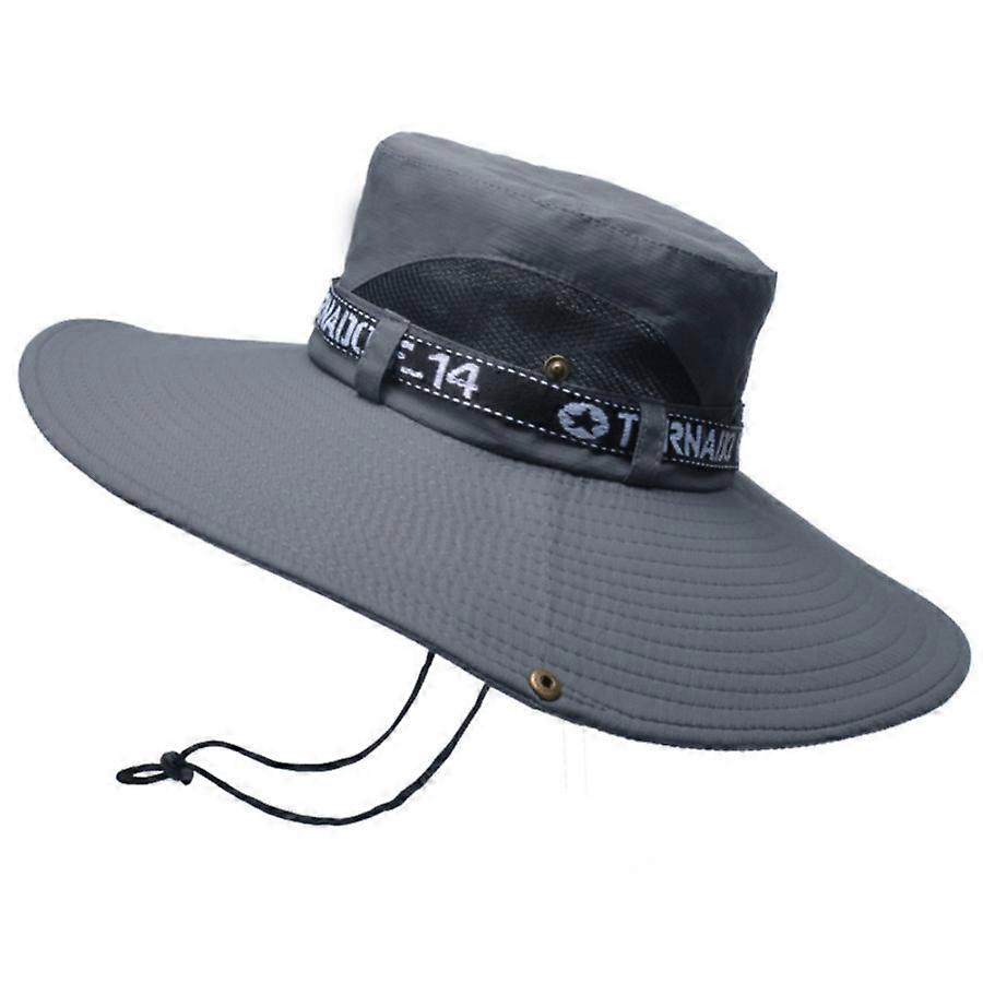 Cappello da pesca grigio profondo a tesa larga per uomo e donna