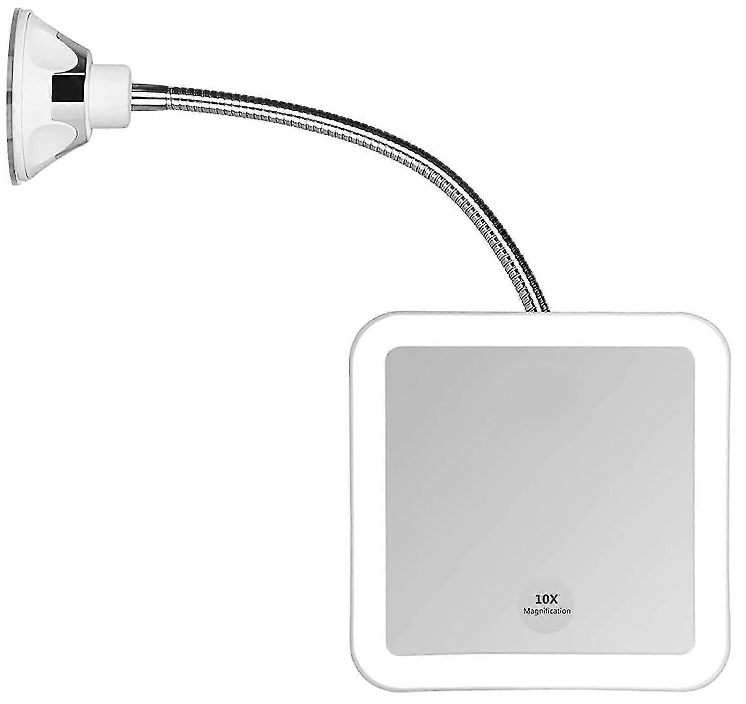 Square Flexible Gooseneck Led Lighted 5x Magnifying Makeup Mirror, Power Locking Suction Cup, Bright Diffused Light, 360 Degree Swivel, Portable Cordl