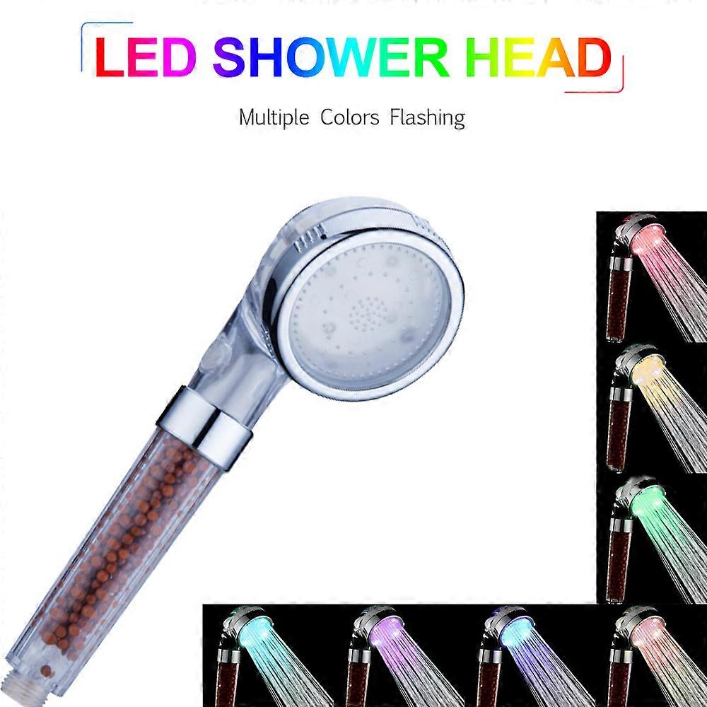 Handheld Shower Head with LED Light, Colorful Negative Ion Light Flash, LD8008-A23 Model, Water Saving and Massaging, Easy Installation for Bathroom