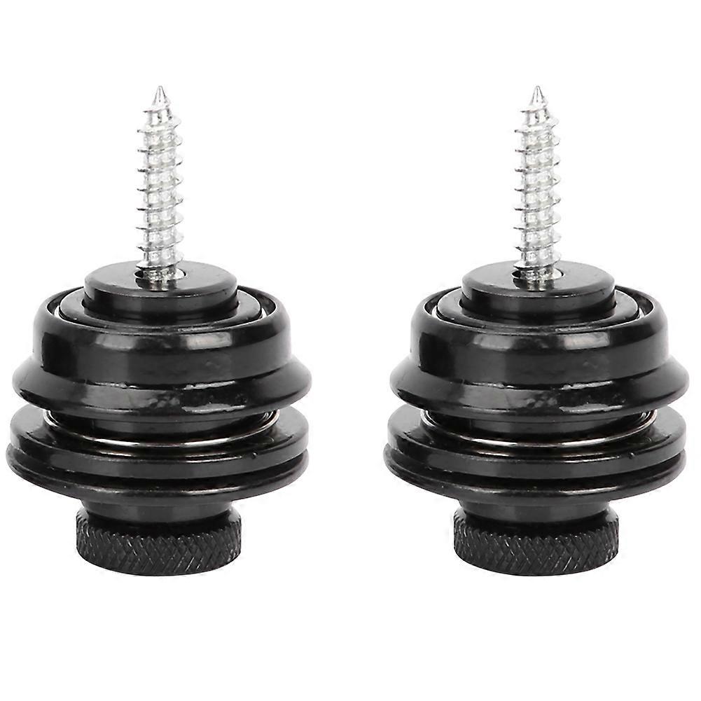 2Pcs Double-deck Guitar Strap Anti-Slip Locks End Pins Replacement Accessory(Black)