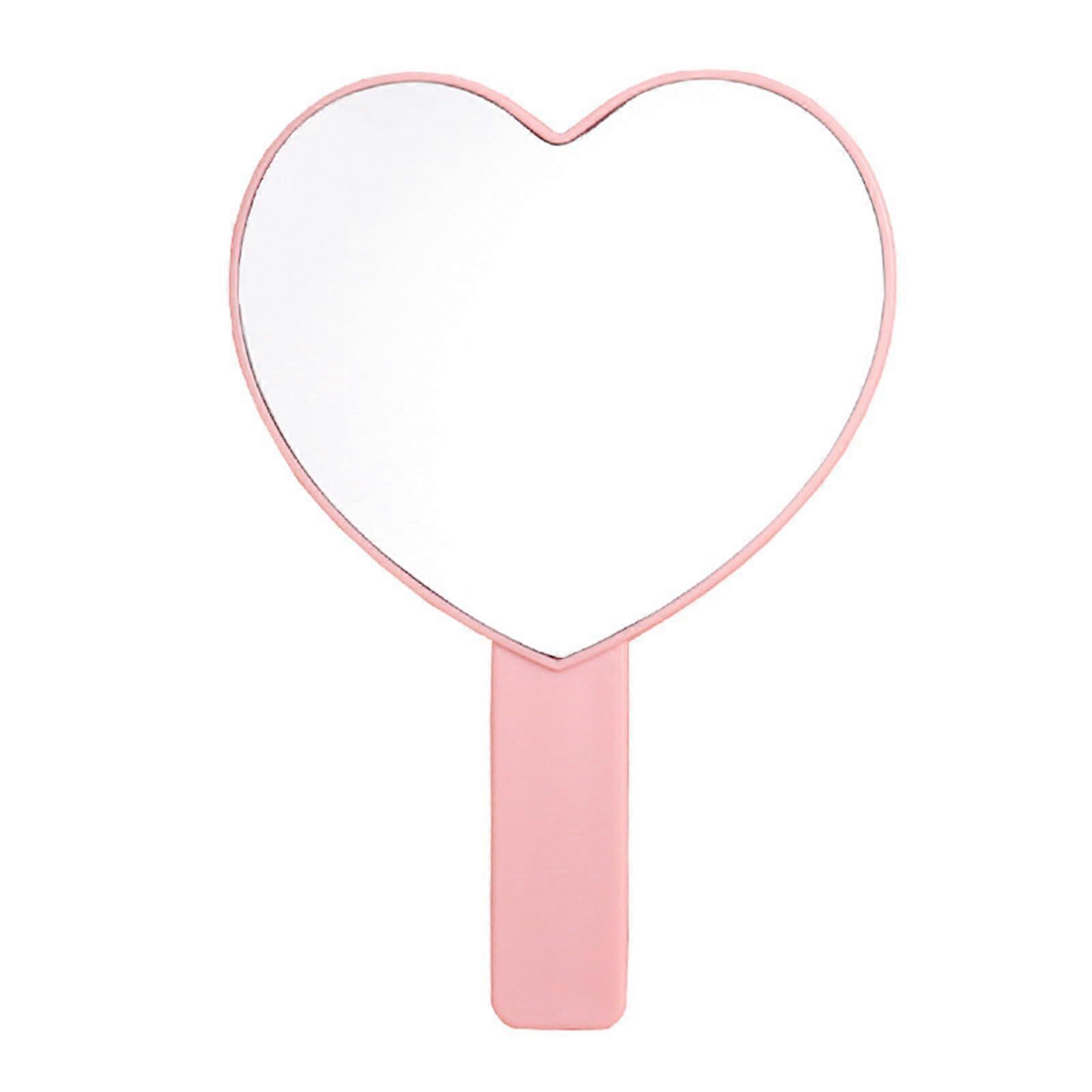 Heart-Shaped Pink Handheld Makeup Mirror, for Eyelash Extensions