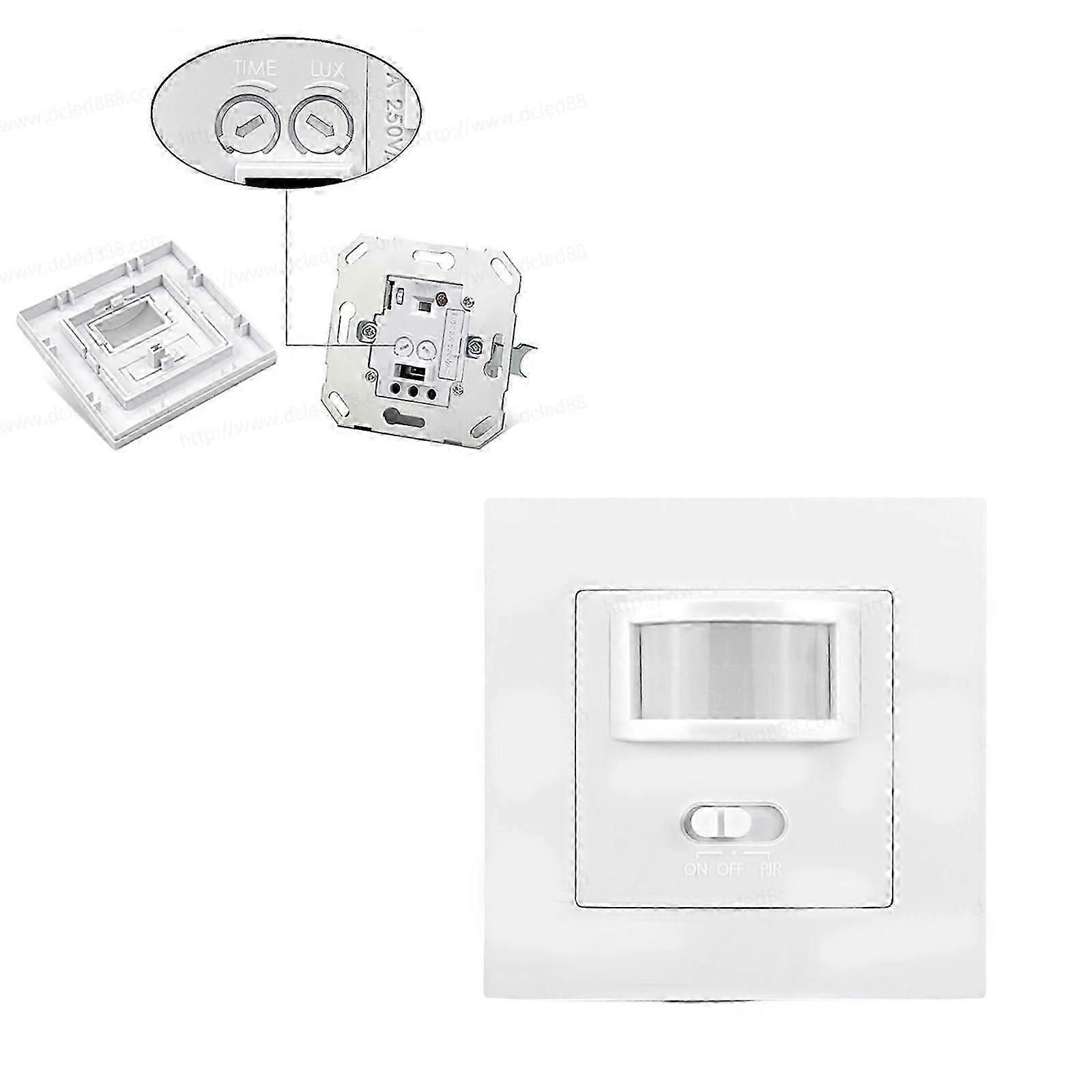 Flush-mounted Motion Detector Infrared PIR Sensor Switch 140 White 110-240V LED