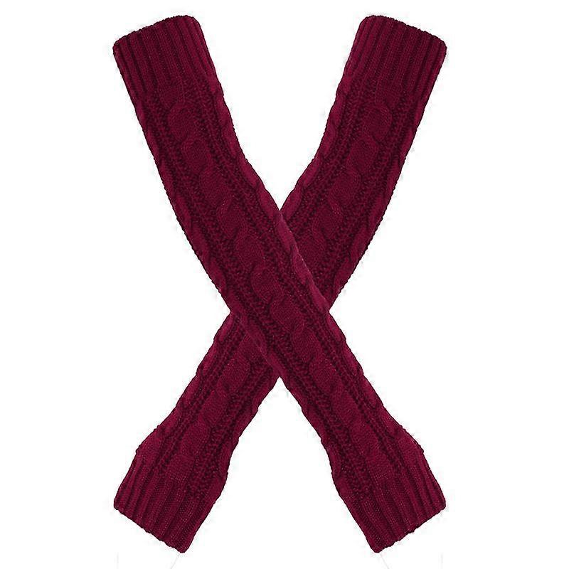 1 pair Knitted Arm Warm Gloves Autumn Winter Knitted Pattern Arm Cover Extended Woolen Gloves
