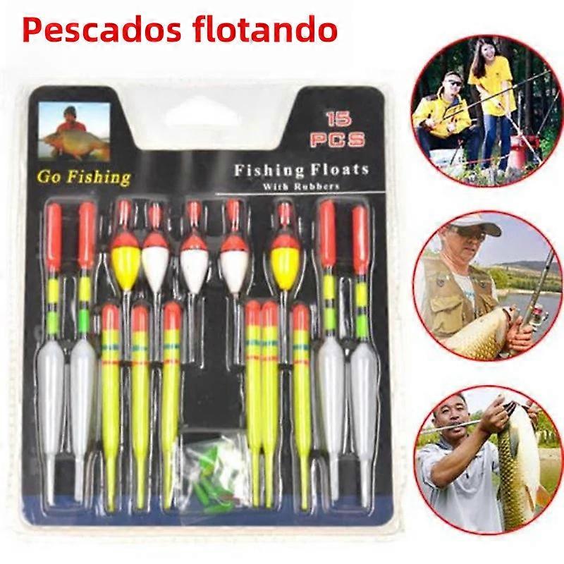 15 Pieces Portable Fishing Floats Set Multiple Combination Sizes Suitable for Most Fish Catchers Outdoor Fishing Gear