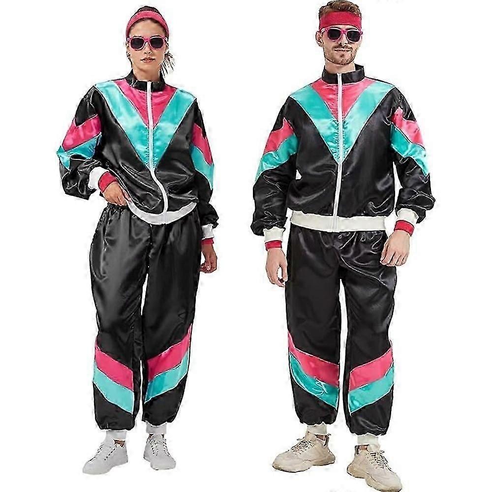 Dres z lat 80. 90. dla mężczyzn Kobiety Retro Hip Hop Strój Dres Zestaw wiatrówek dla par Kostium