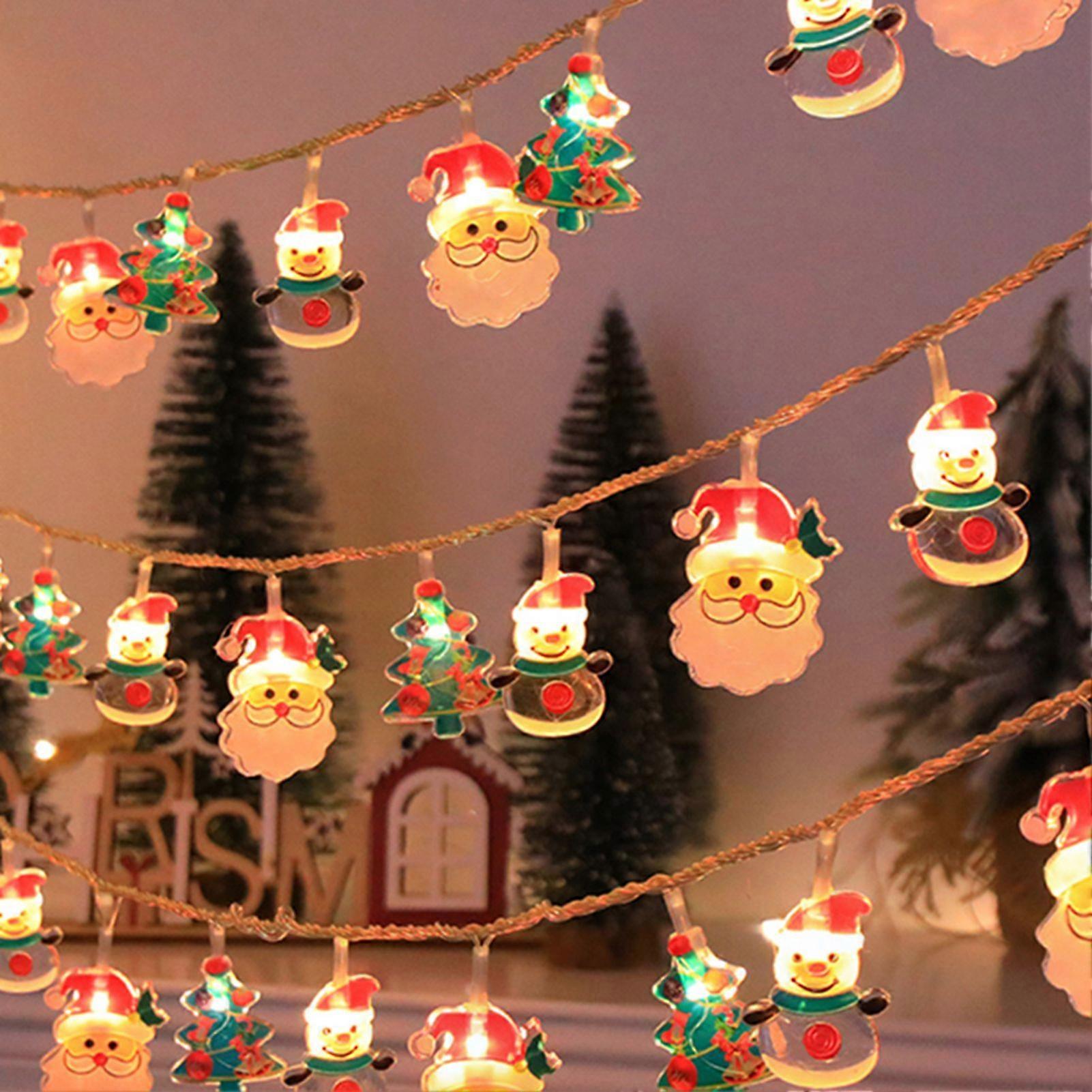Christmas Light Strings Snowman Santa Christmas Tree Ornaments Festive Window Dressing Lights Warm White LED Xmas Lights for Holiday Decoration