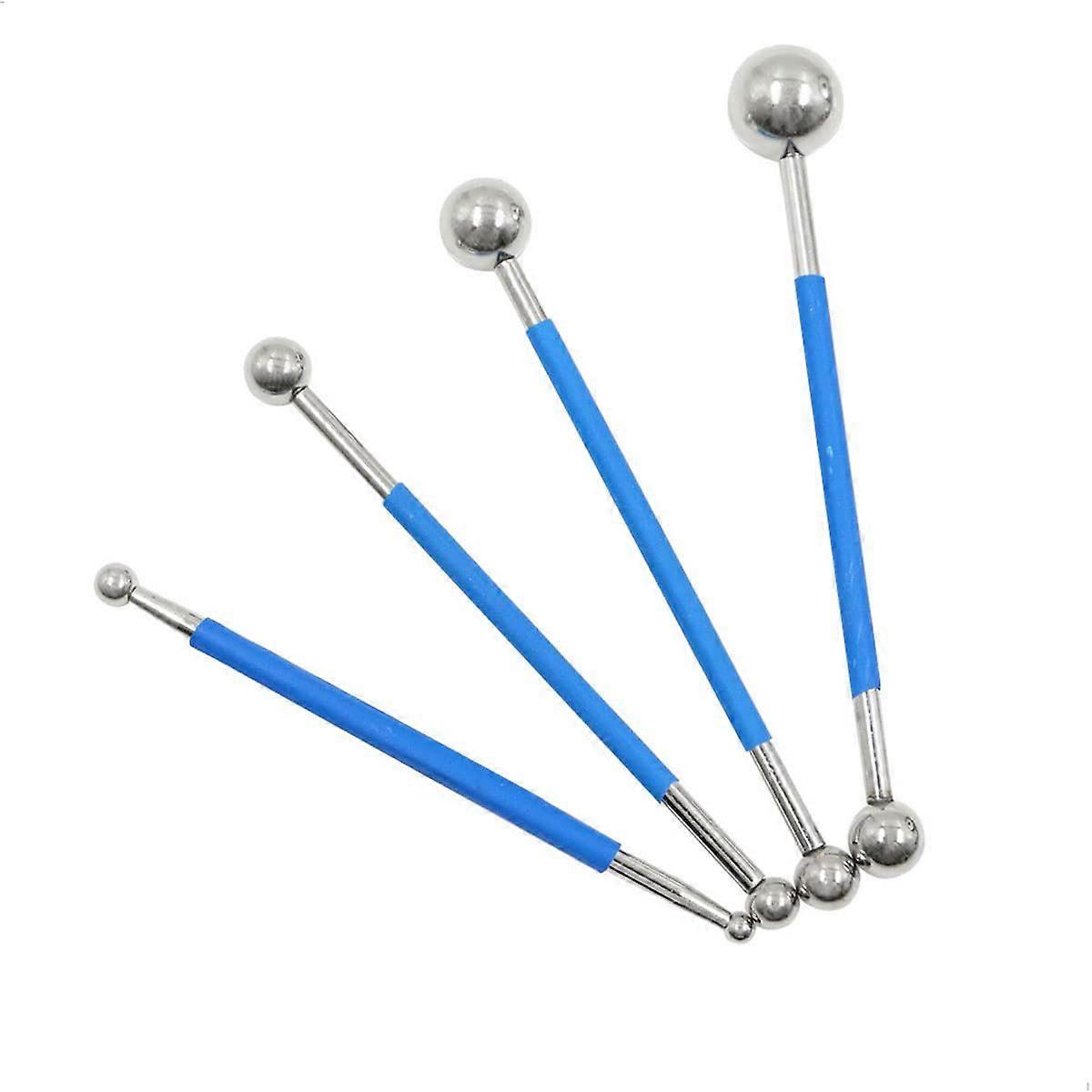 Scraper Tool Set - Joint Smoother Metal Ball Kit Professional Sealant Tool for Bathroom Edging, Kitchen, Clay Sculpture Decoration, Blue, 4 Pieces