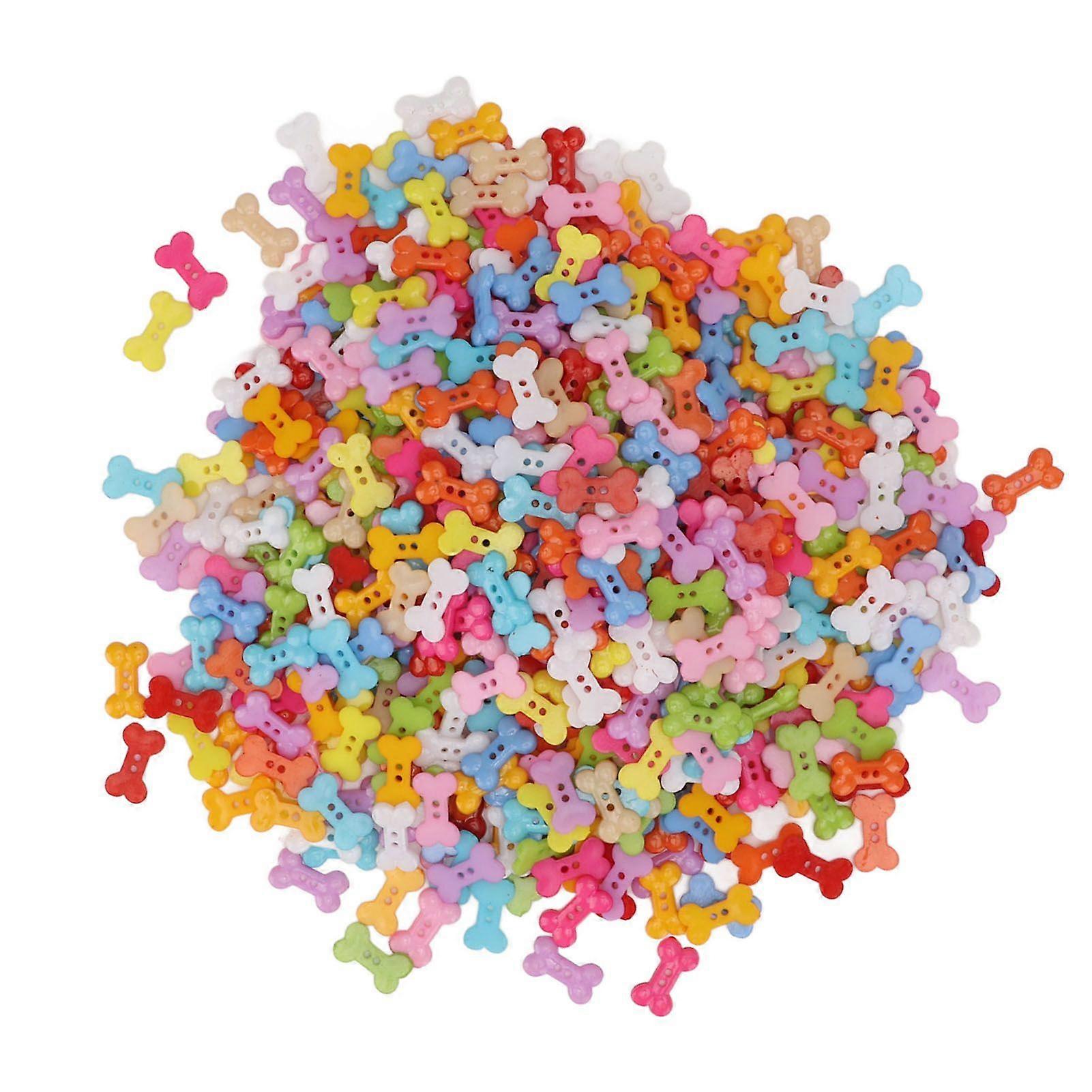 1000Pcs Dog Bone Buttons Bright Vivid Colors Cute Dog Bone Two Holes Durable Plastic Wide Application Craft Buttons
