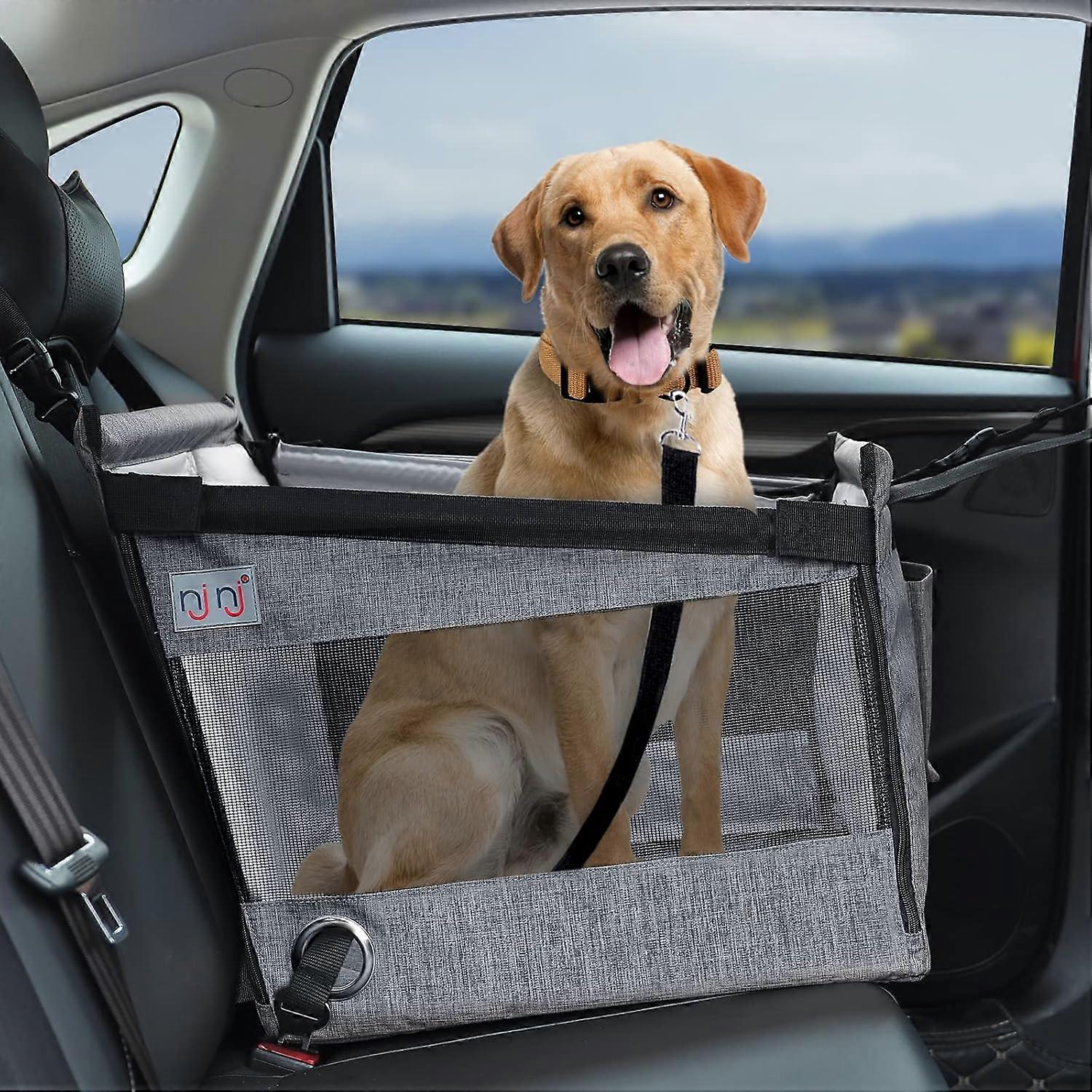 Paws On The Move: Dog Hammock For Car, Upgrade Reinforced Metal Frame Supports, Breathable Mesh Keeps Pets Cool, Adjustable Dog Seat Belt For Safe