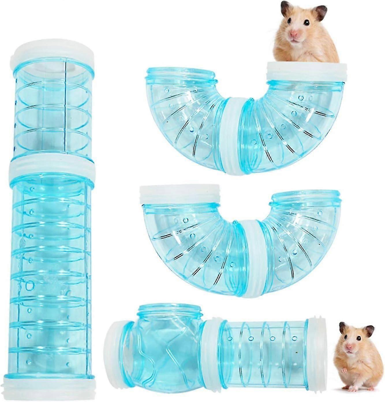 Hamster tube, transparent material, hamster cage and accessories, hamster toy for extended space, creative connection, tunnel (blue)