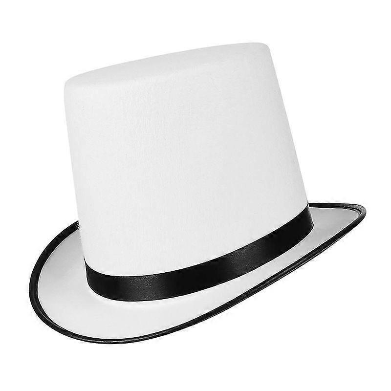 Bristol Novelty Unisex Wool Effect Top Hat White-Black