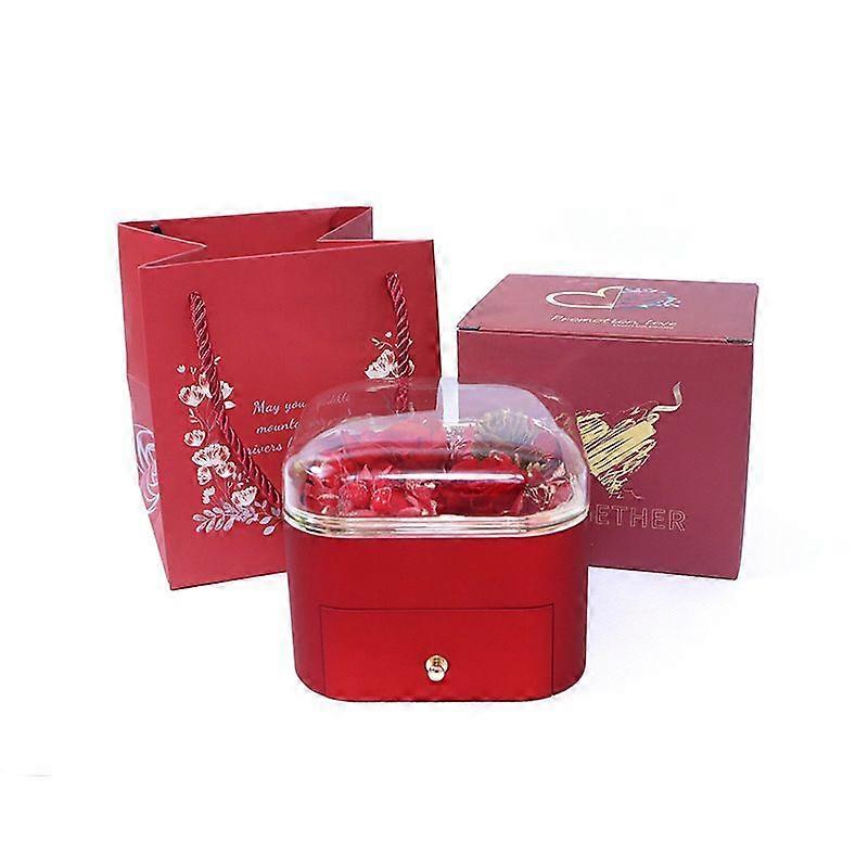 الإبداعية الجديدة روز المجوهرات هدية مربع المحفوظة درج زهرة القرط خاتم قلادة مربع مربع تغليف المجوهرات