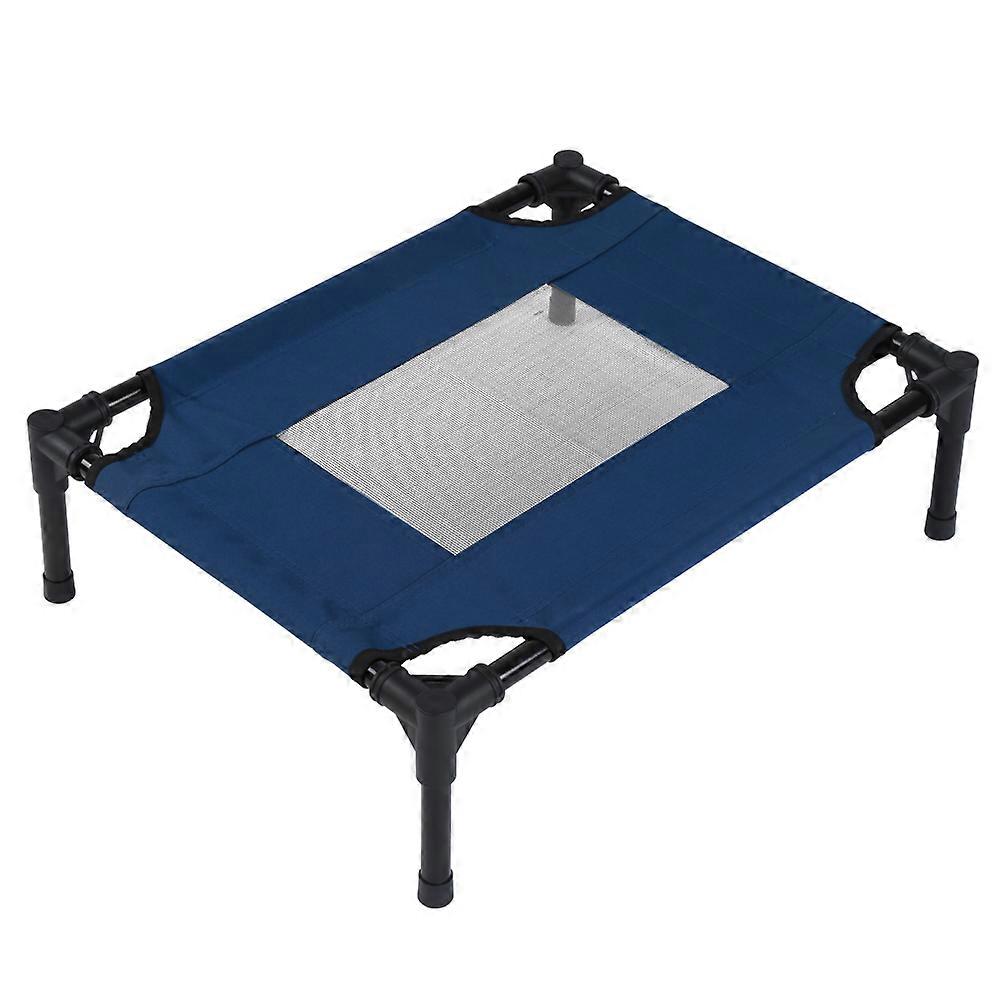 Elevated Dogs Cats Pet Bed with Breathable Mesh and Sturdy Metal Tube Frame Dark Blue