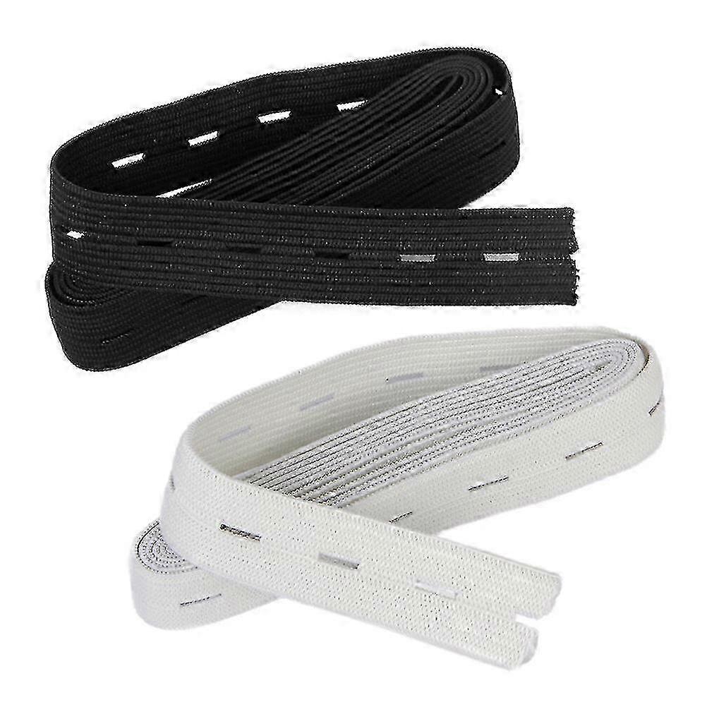 2-Pack 1.5m White & Black Sewing Button Hole Knit Elastic BandWaistband