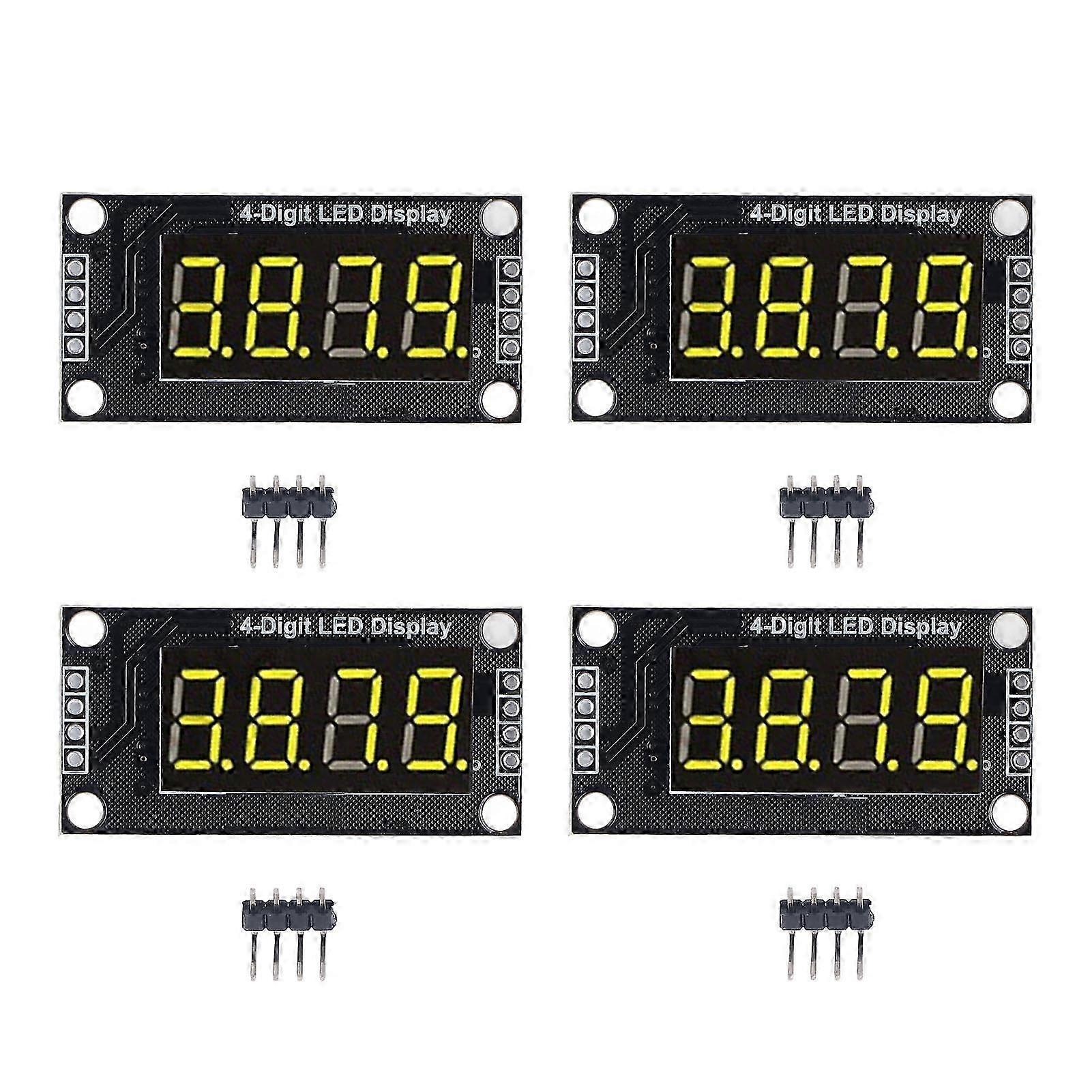 4 Sätze Digital Tube Display Modul LED 4 Digit 7 Segment 0,36 Zoll TM1637 Stick Chip Gelb MRA110C
