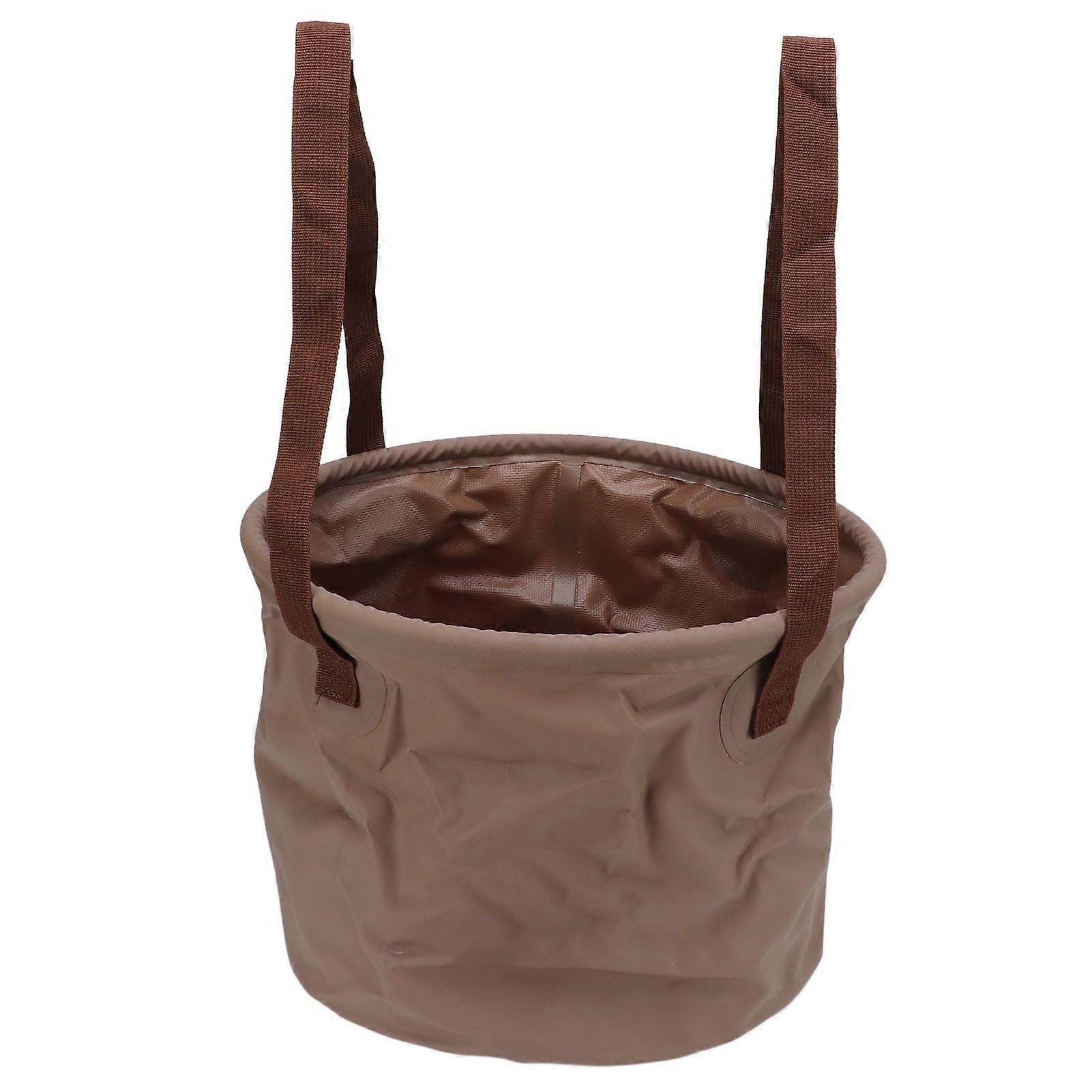 Collapsible Bucket Wear Resistant Space Saving Portable Folding Bucket for Outdoor Camping Travelling 15L Khaki