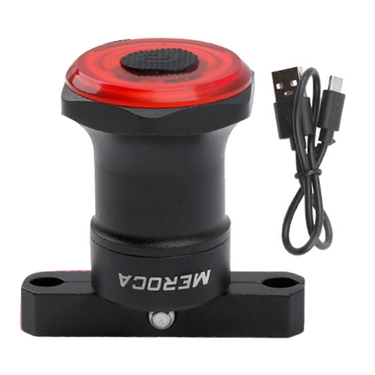 スマート自転車テールリアライト自動スタートストップブレーキUSB充電サイクリングテールライトバイクライトシートクッションブラック