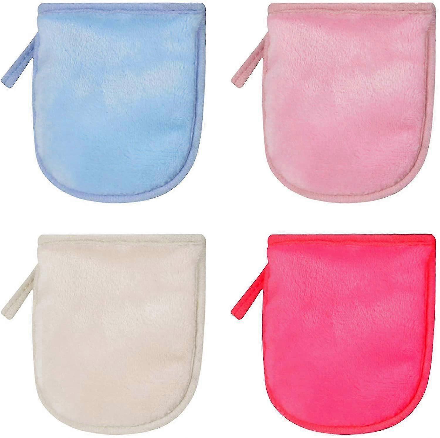 4pcs Washable Microfiber Makeup Remover Gloves, Reusable And Washable Makeup