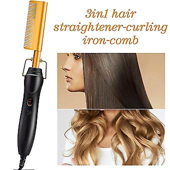 Multifunctional Hair Straightener, Hot Heating Smooth Iron Comb Straightening