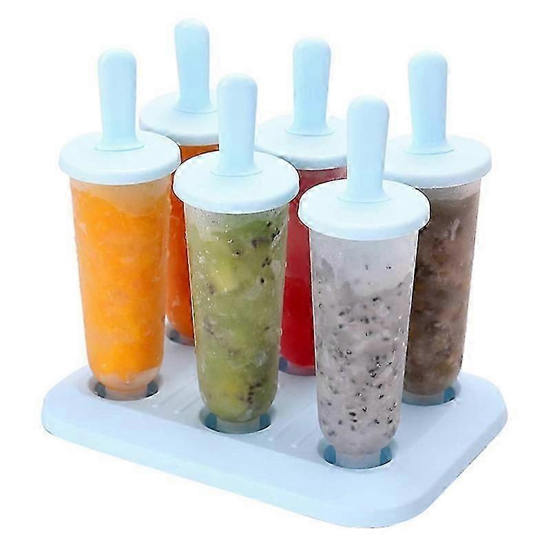 6Pcs Popsicle Molds Ice Makers Ice Molds Ice Bar Maker Plastic Popsicle Mold Kids Ice Cream Tray Ki