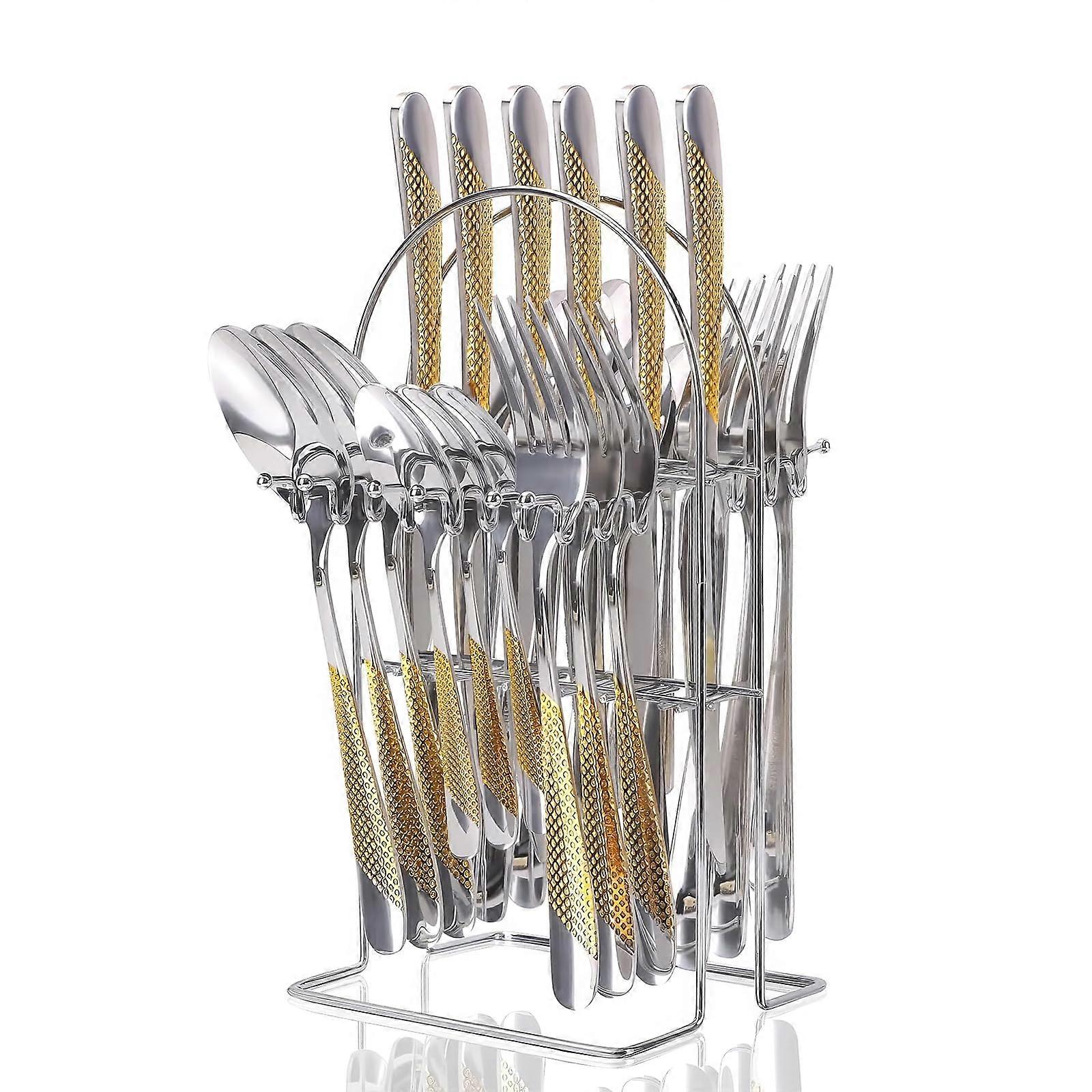 Stainless Steel Flatware Set 24-Piece For Kitchen Service For 6