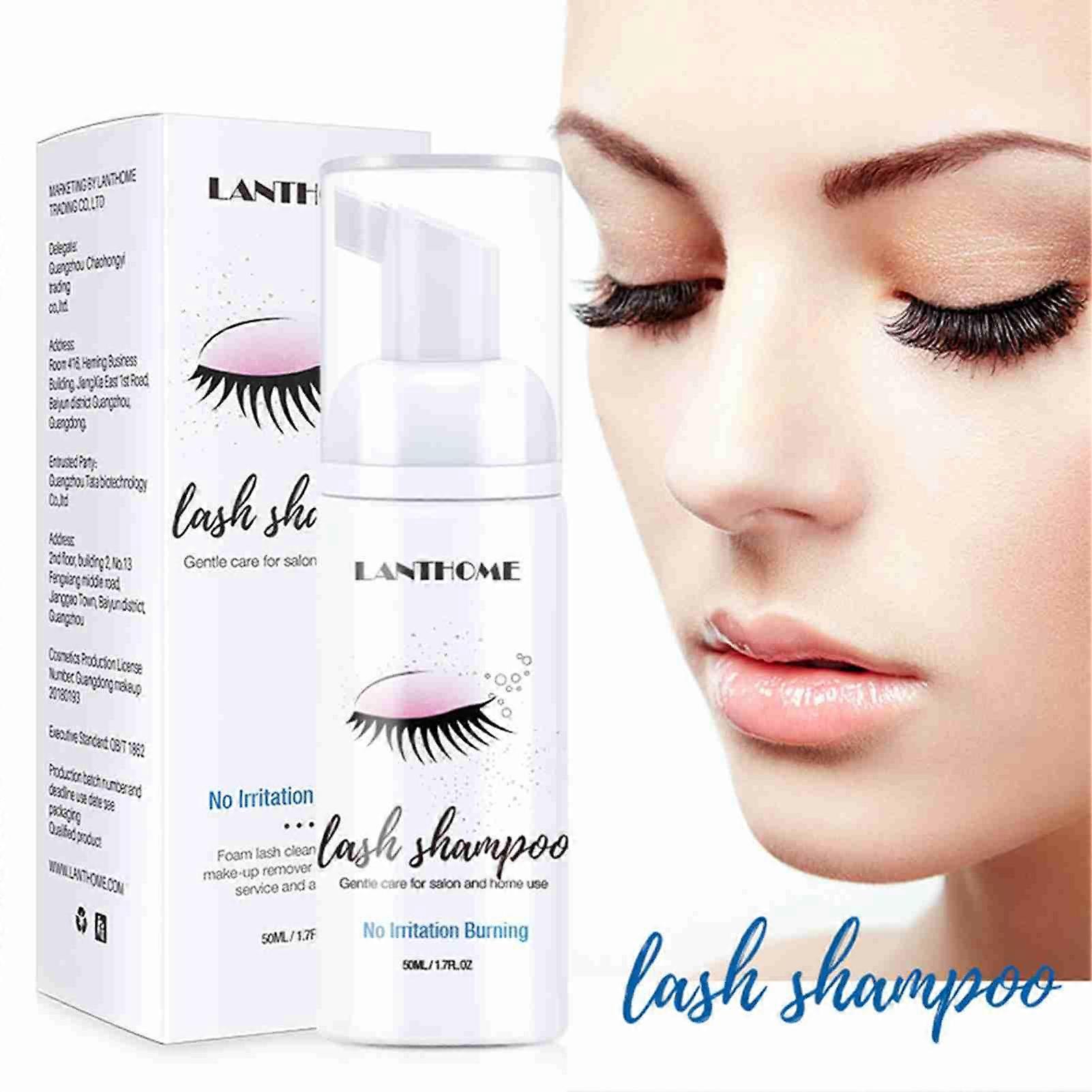50ml Eyelash Extension Shampoo and Brush Lash Foaming Cleanser for Extensions and Natural Lashes