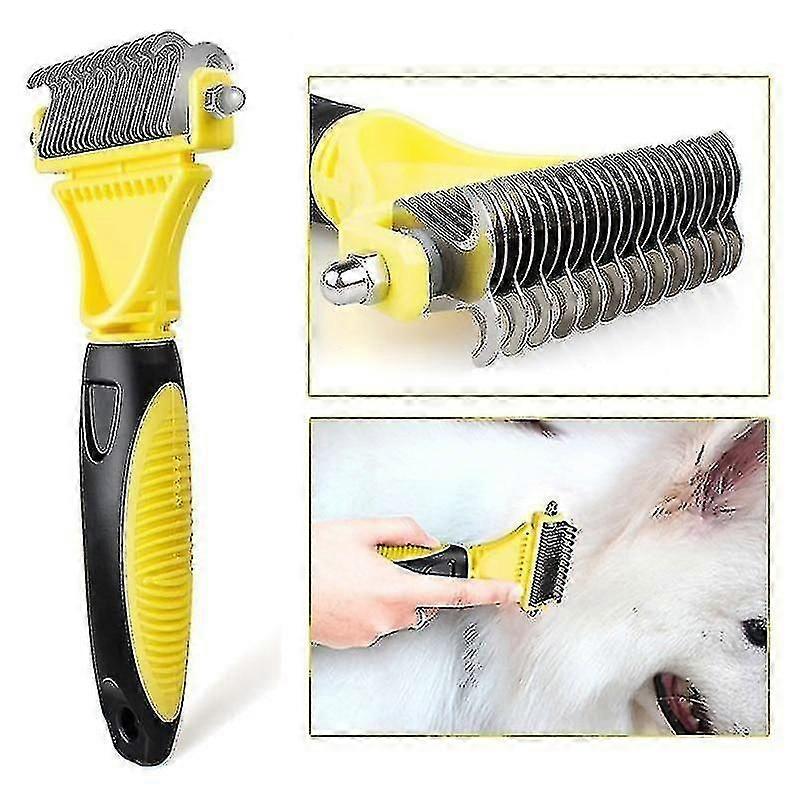 Pet knot comb to remove floating hair double hook knot comb rake double-sided cleaning