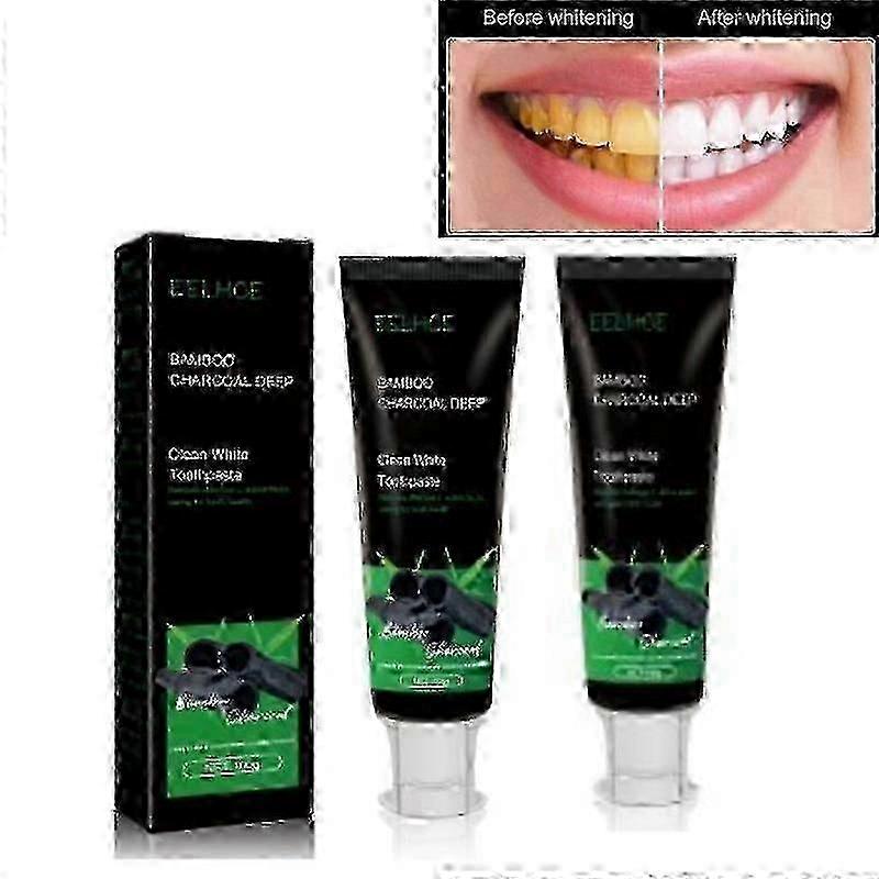 2pcs  Activated Carbon Bamboo Charcoal Deep Whitening Toothpaste Cleans Teeth Adsorbs D