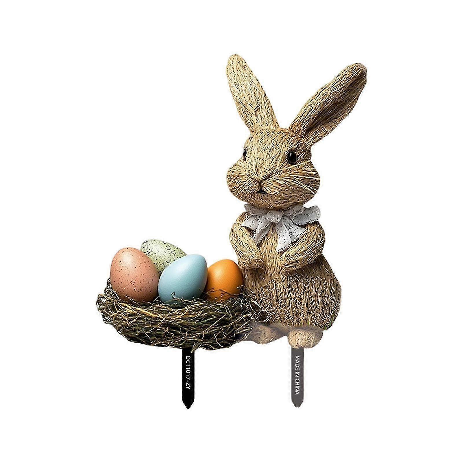 Easter Bunny Egg Yard Stake 2D Decorative Garden Sign for Sidewalk Decor