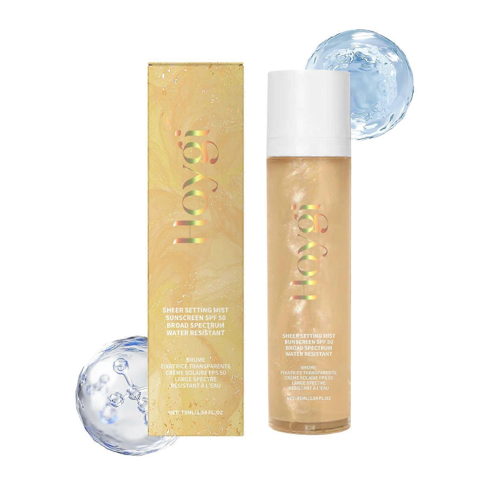 Sunglaze Sheer Setting Mist Sunscreen SPF 50, Broad Spectrum Shimmering Body Oil Mist, Hydrating Makeup-Friendly Glow Spray, Non-Greasy & Fast-Absorbi