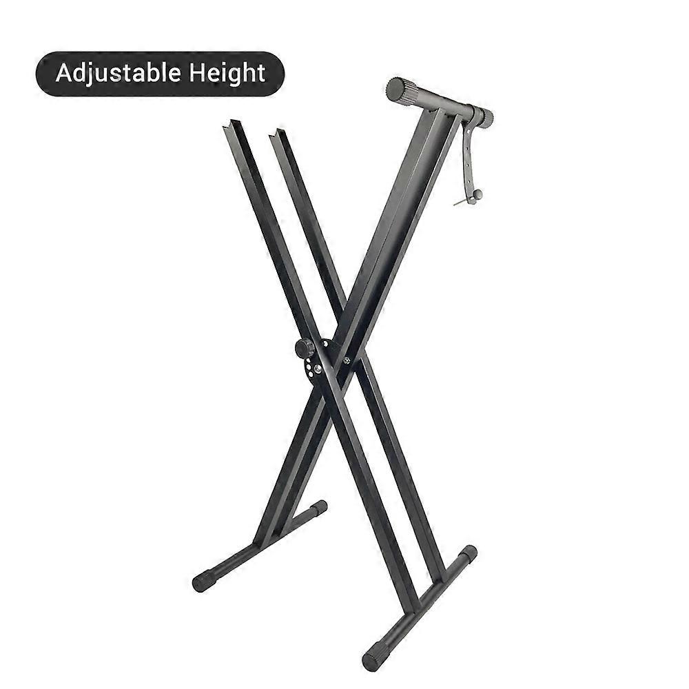 X-Style Piano Keyboard Adjustable and Portable Heavy Duty Music Stand with Anchoring Strap Black
