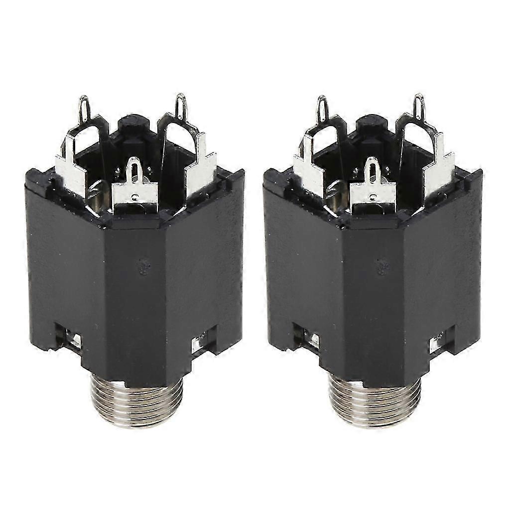 5 Pin 6.35MM Audio Microphone Female Socket Panel Solder Conenctor with Nut